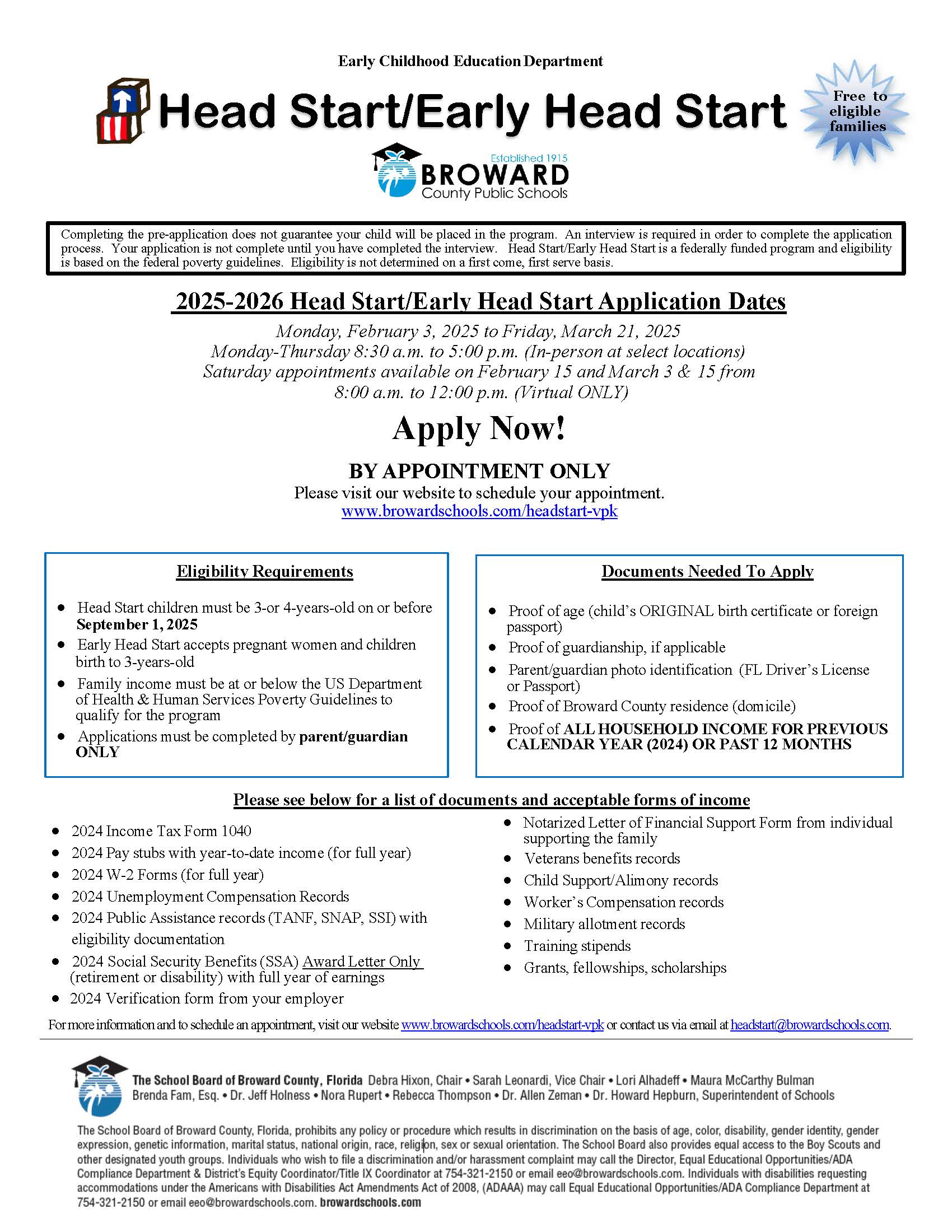 Head Start Registration 2025-2026